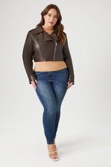 Plus Size Cropped Moto Jacket