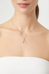 Rhinestone Initial Pendant Necklace
