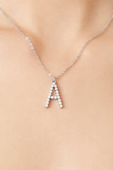 Rhinestone Initial Pendant Necklace