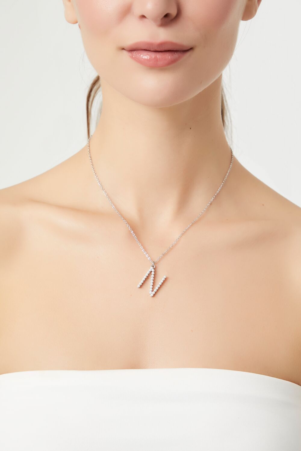Rhinestone Initial Pendant Necklace