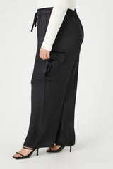 Plus Size Satin Drawstring Cargo Pants