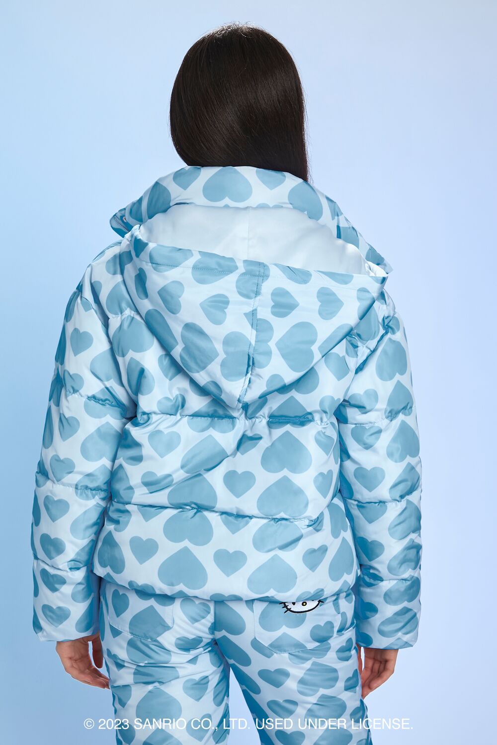 Hello Kitty Heart Print Puffer Jacket