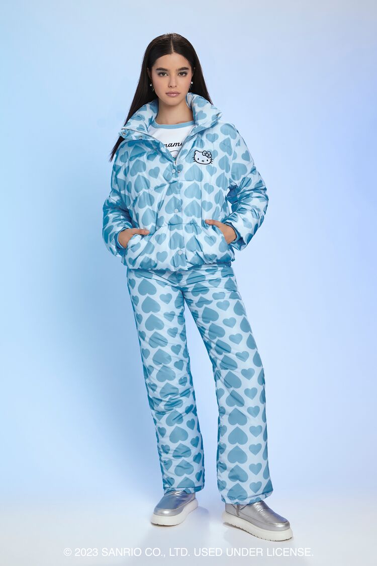 Hello Kitty Heart Print Puffer Jacket