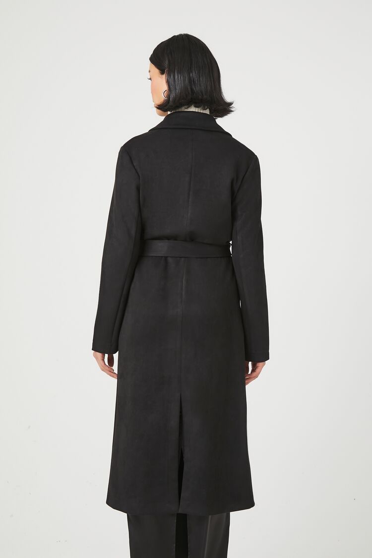Faux Suede Longline Coat