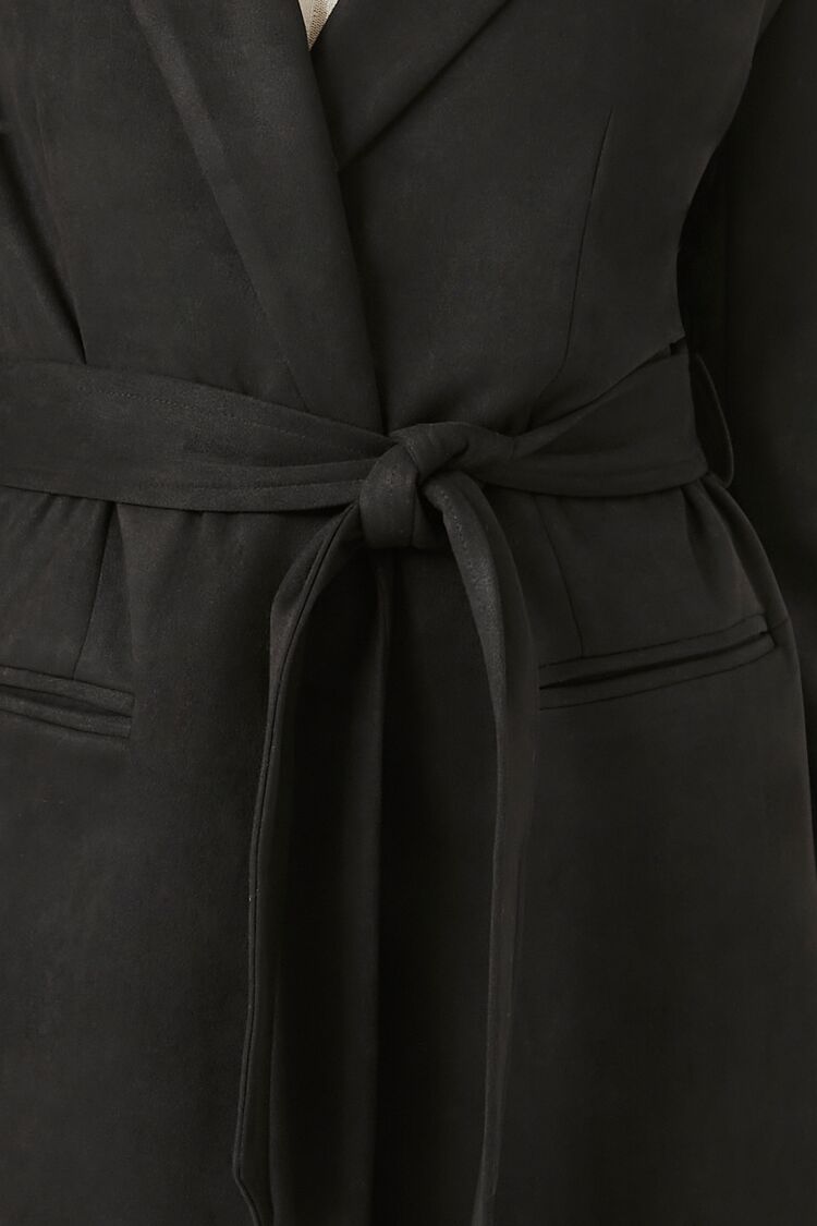 Faux Suede Longline Coat