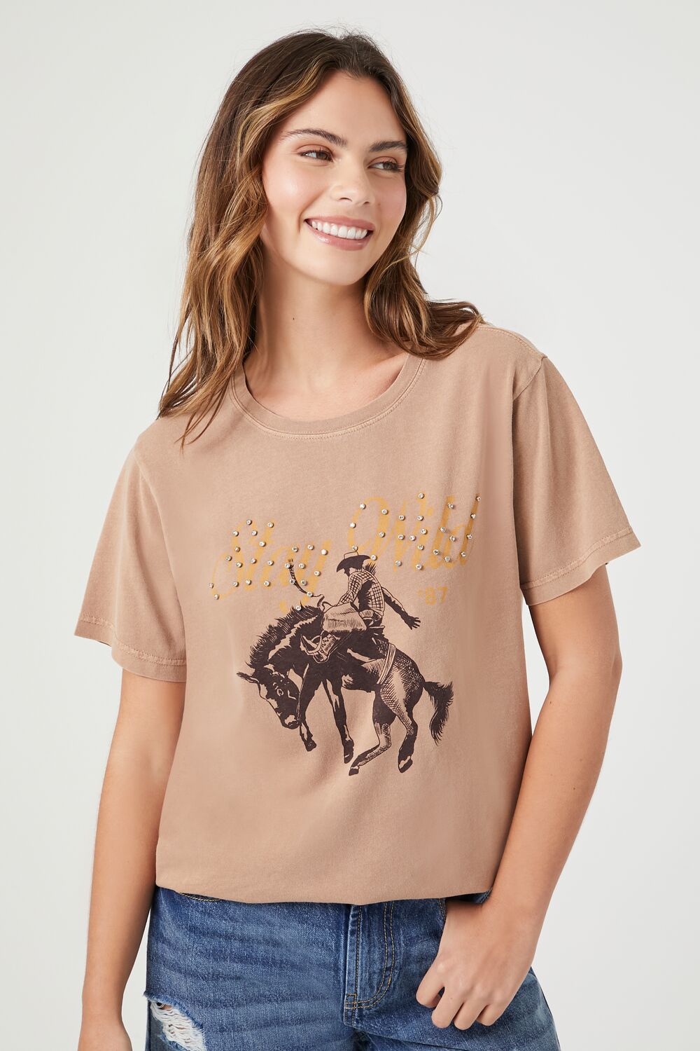 Rhinestone Stay Wild Cowboy Tee