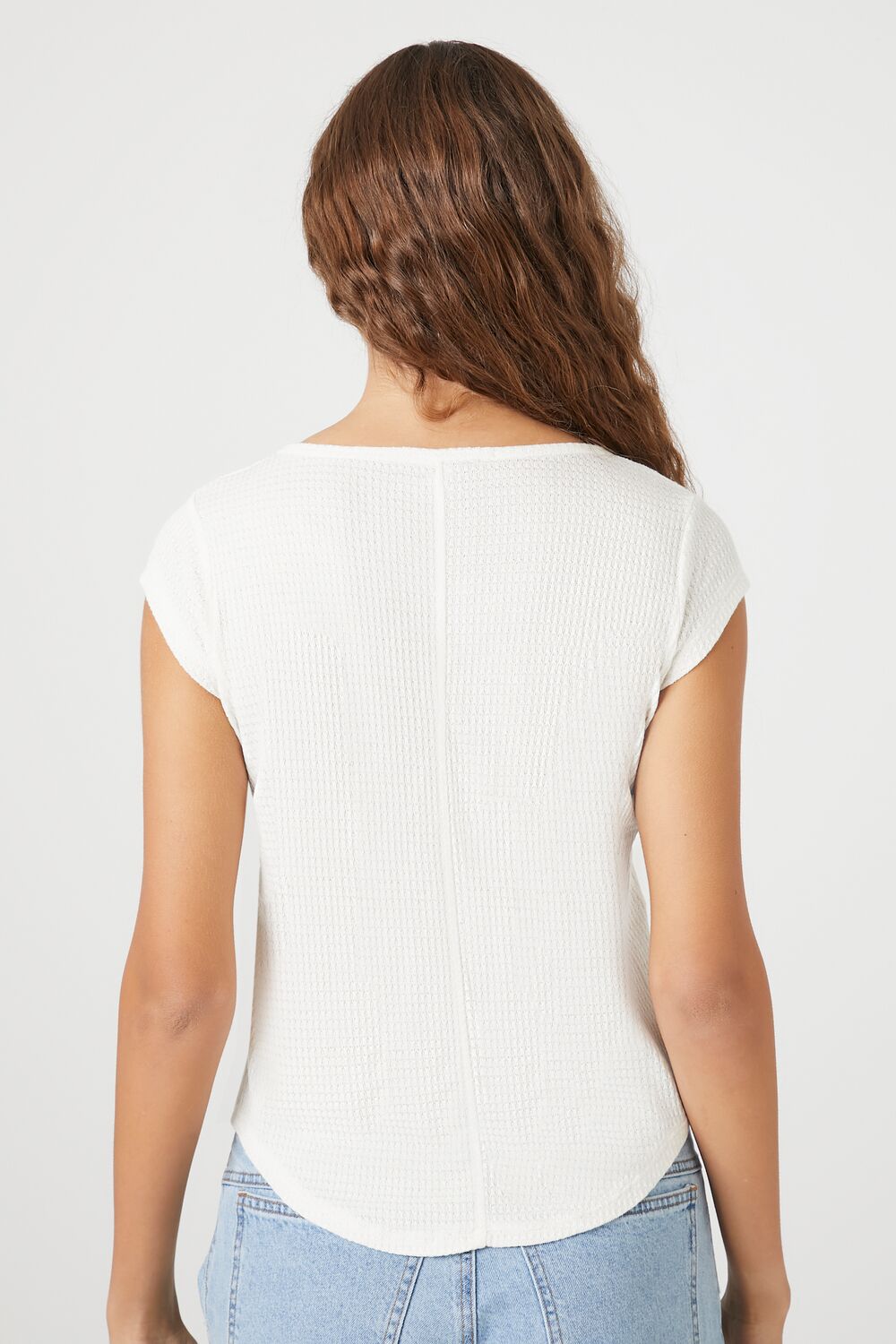 Curved-Hem Thermal Henley Top