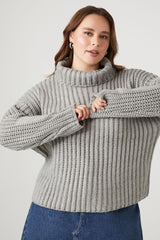 Plus Size Purl Knit Turtleneck Sweater
