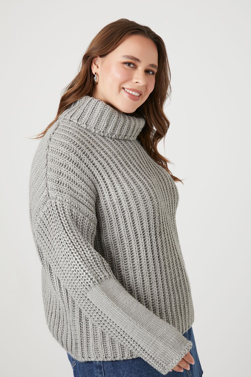 Plus Size Purl Knit Turtleneck Sweater