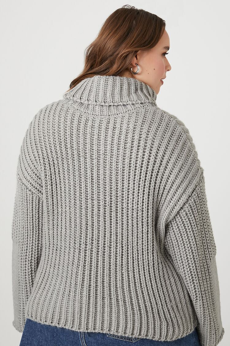 Plus Size Purl Knit Turtleneck Sweater
