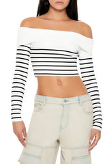 Striped Off-the-Shoulder Sweater