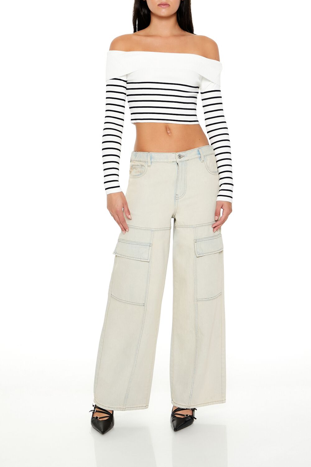Striped Off-the-Shoulder Sweater