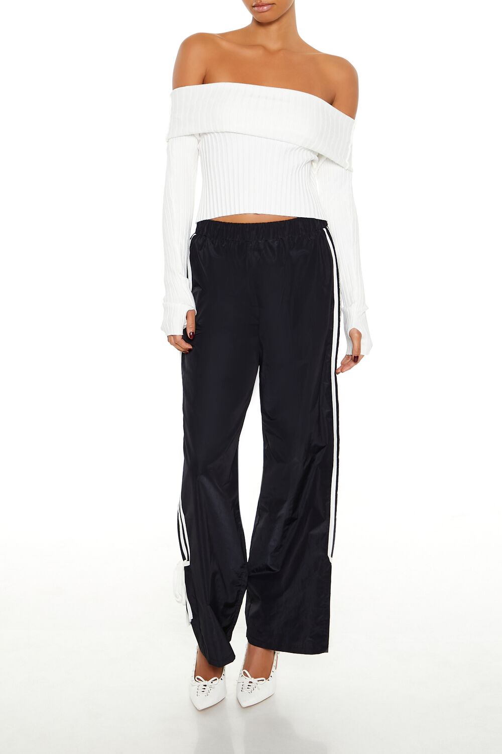 Sweater-Knit Off-the-Shoulder Top