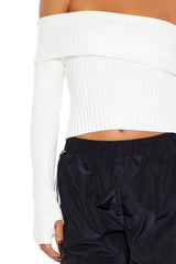 Sweater-Knit Off-the-Shoulder Top