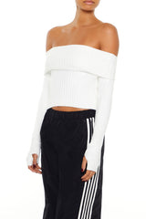 Sweater-Knit Off-the-Shoulder Top