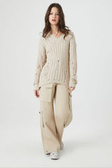 Distressed V-Neck Sweater