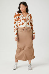 Cropped Cow Print Cardigan Sweater