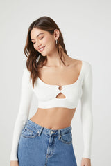 Sweater-Knit Cutout Crop Top