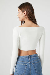 Sweater-Knit Cutout Crop Top