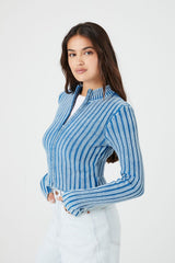 Ribbed Knit Zip-Up Sweater