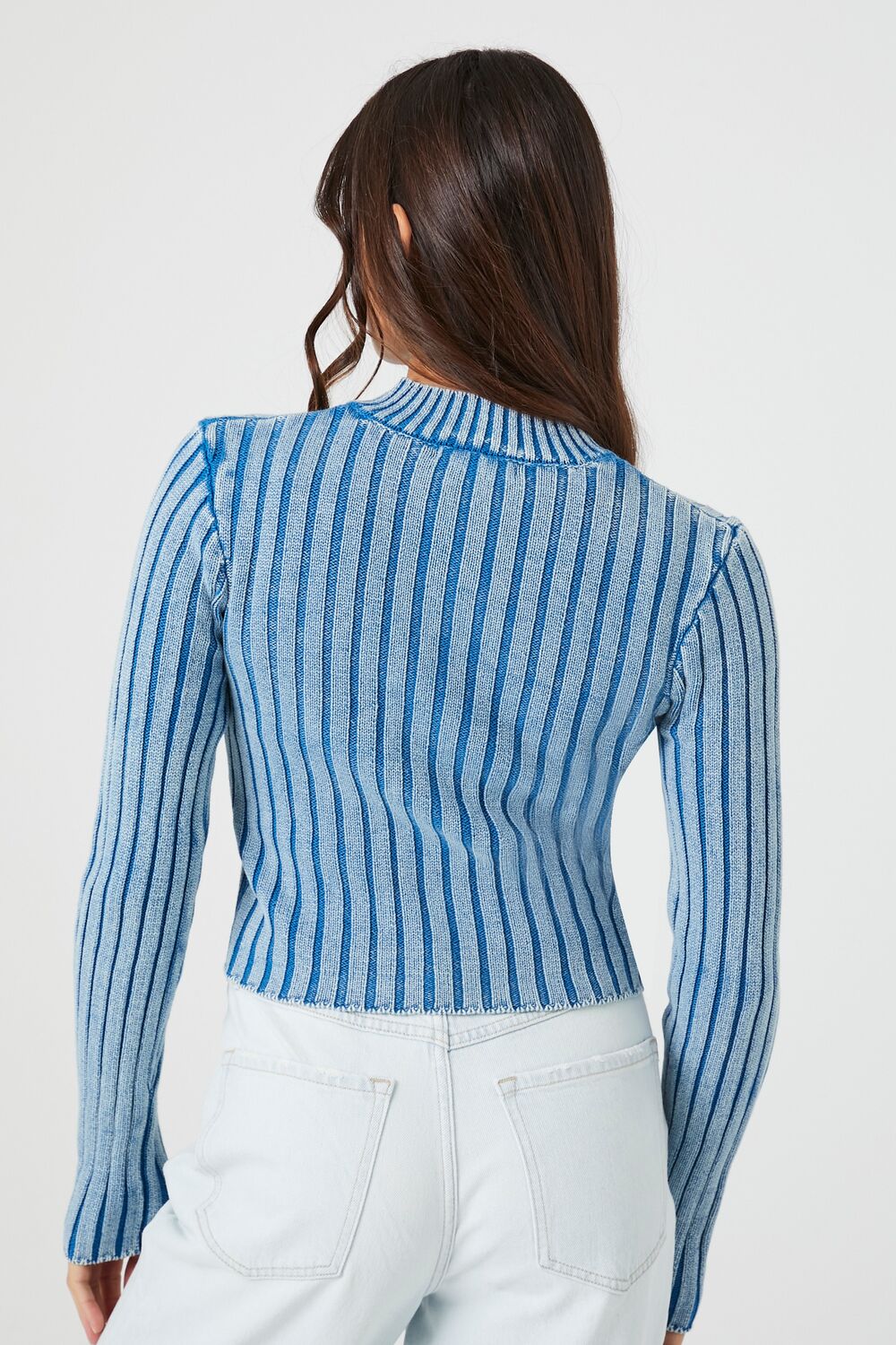Ribbed Knit Zip-Up Sweater