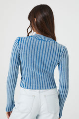 Ribbed Knit Zip-Up Sweater