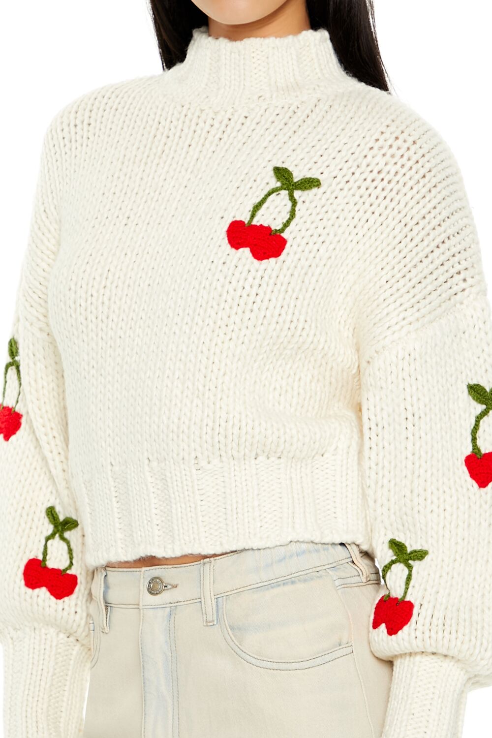 Cherry Mock Neck Sweater
