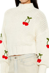 Cherry Mock Neck Sweater