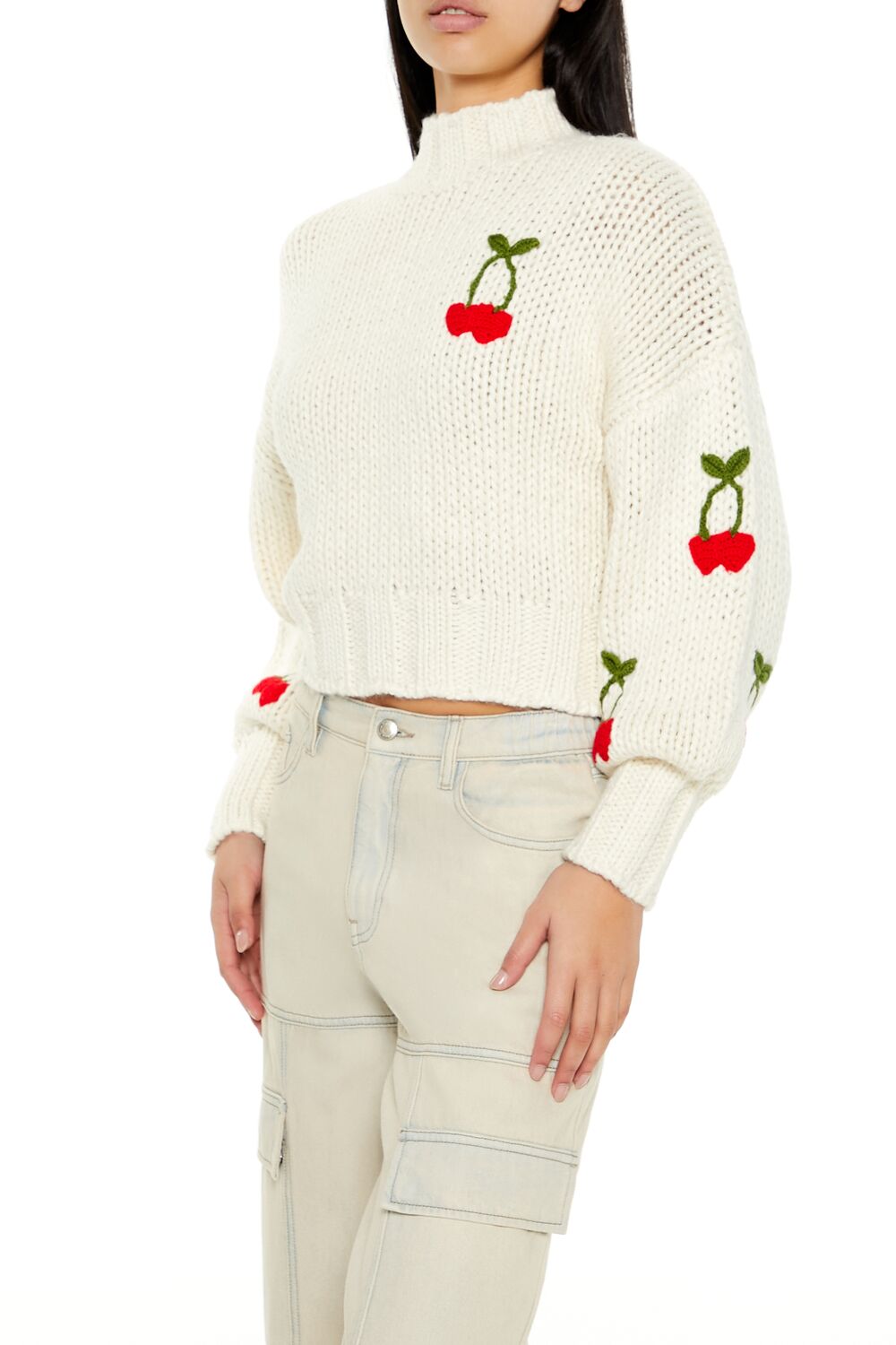 Cherry Mock Neck Sweater
