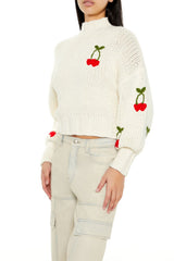 Cherry Mock Neck Sweater