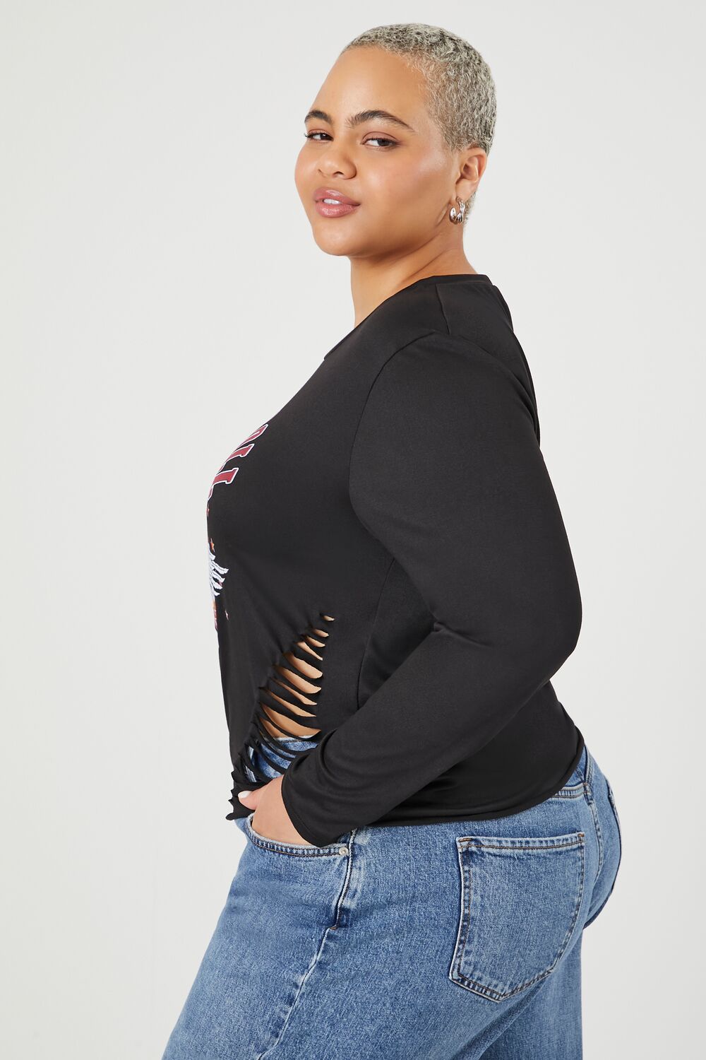 Plus Size Rock N Roll Slashed Tee
