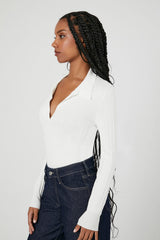 Ribbed Sweater-Knit Bodysuit
