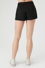 Faux Suede Belted Shorts