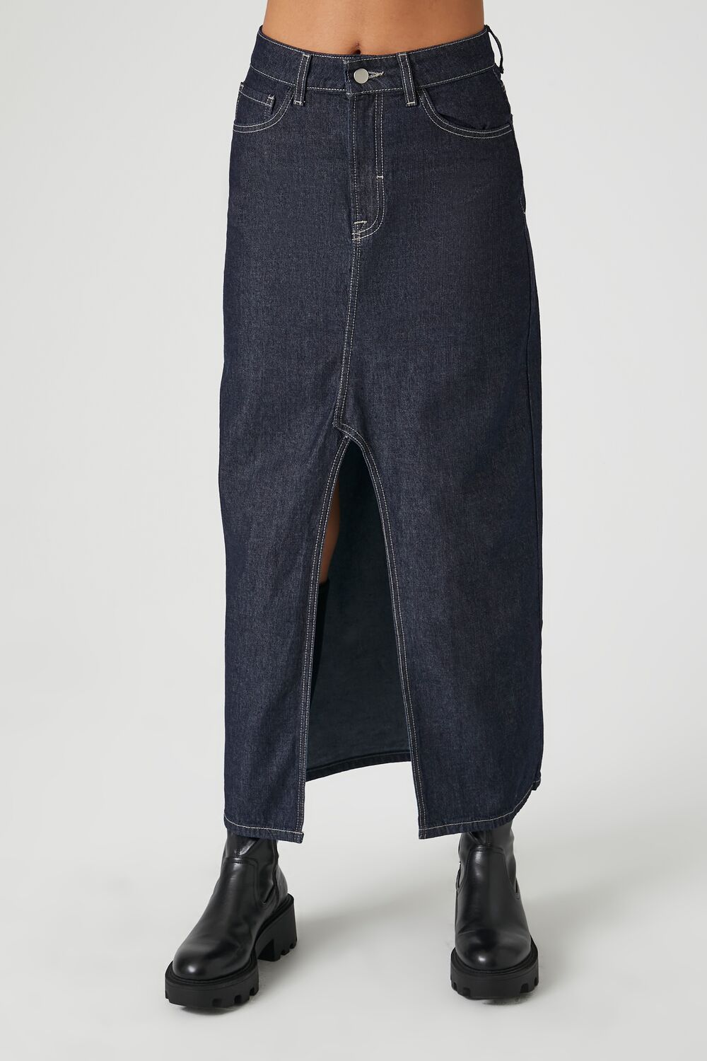 Denim Maxi Slit Skirt