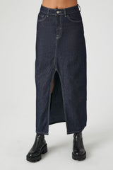 Denim Maxi Slit Skirt