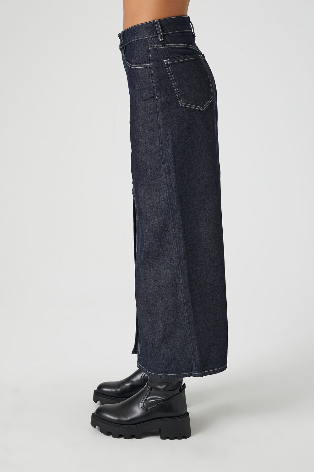 Denim Maxi Slit Skirt