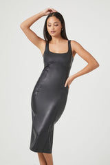 Faux Leather Midi Bodycon Dress