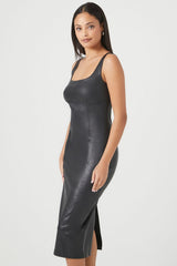 Faux Leather Midi Bodycon Dress