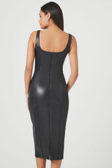 Faux Leather Midi Bodycon Dress