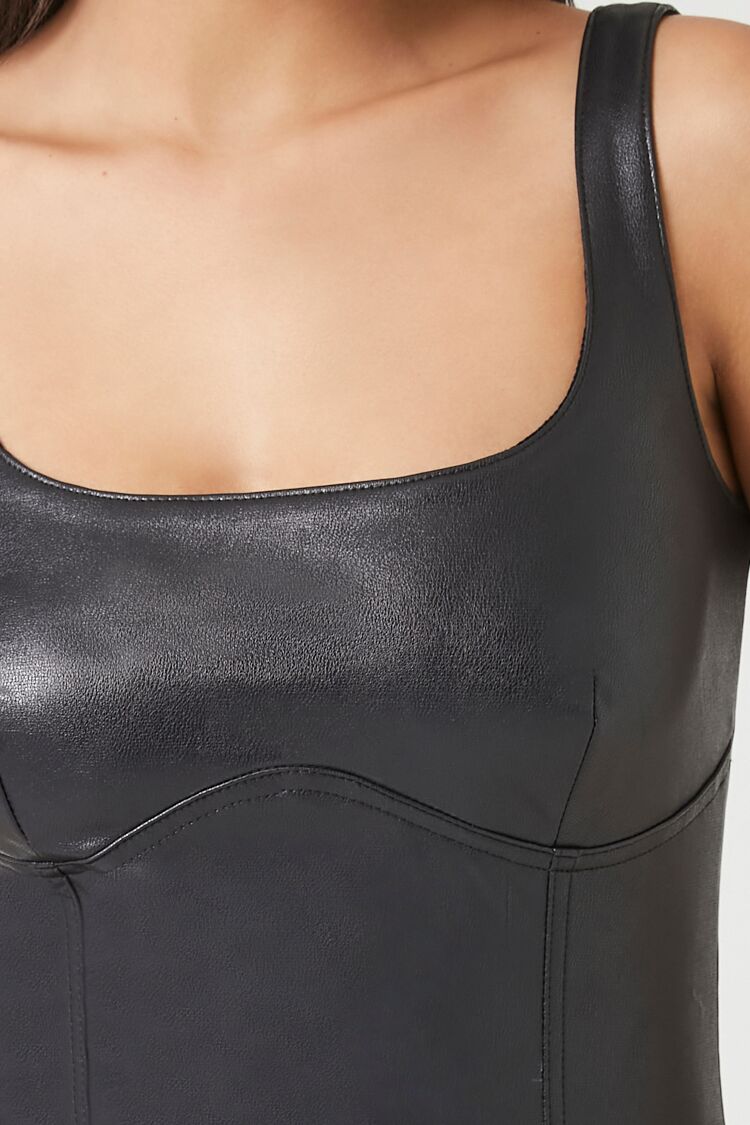 Faux Leather Midi Bodycon Dress