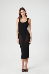 Sheer Bodycon Midi Sweater Dress