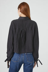 Crinkled Tie-Sleeve Shirt