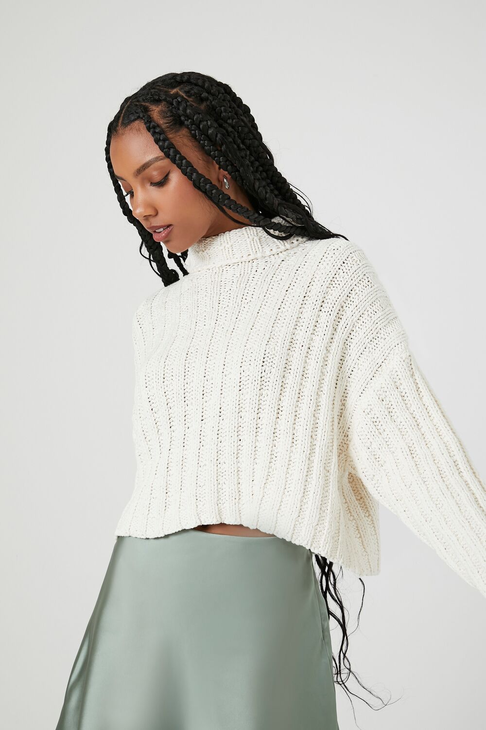 Ribbed Knit Turtleneck Sweater