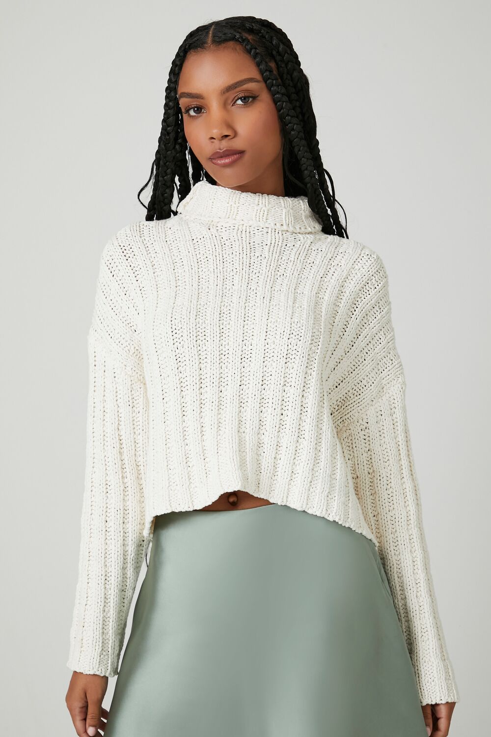 Ribbed Knit Turtleneck Sweater