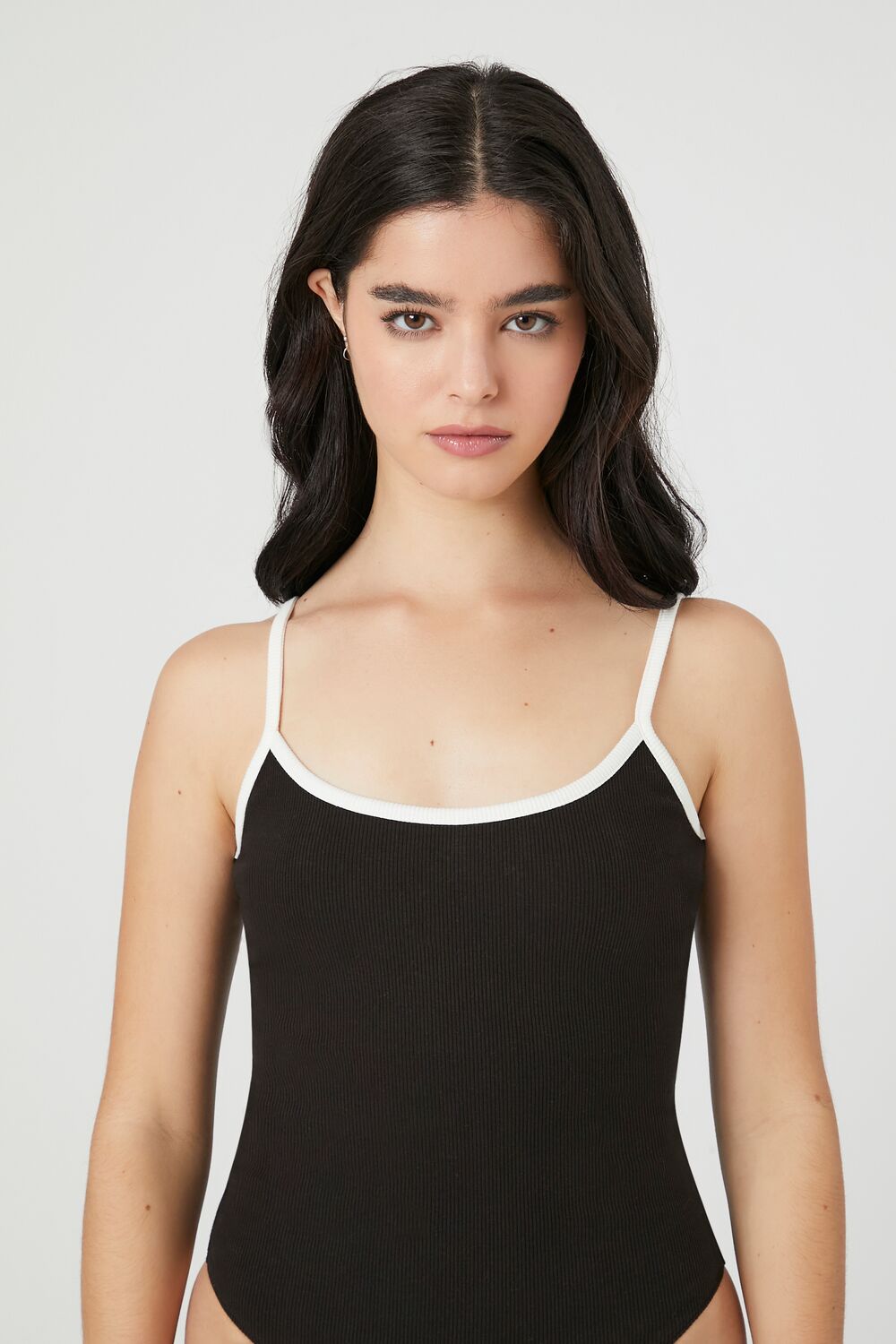 Ribbed Knit Ringer Cami Bodysuit