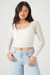 Lace Long-Sleeve Crop Top