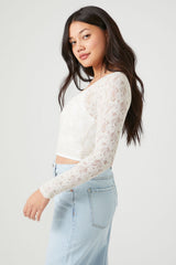 Lace Long-Sleeve Crop Top