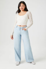 Lace Long-Sleeve Crop Top