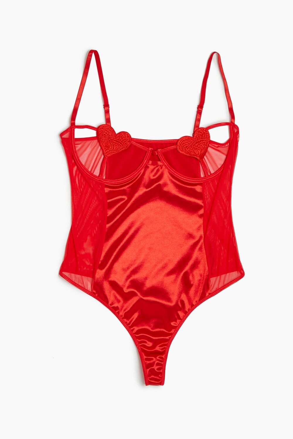 Plus Size Satin Heart Lingerie Bodysuit