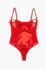 Plus Size Satin Heart Lingerie Bodysuit